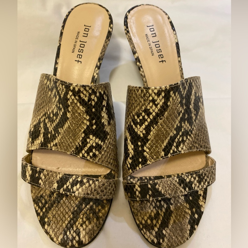 Jon Josef made in Spain Women's leather Brown Snake Print Sandals
